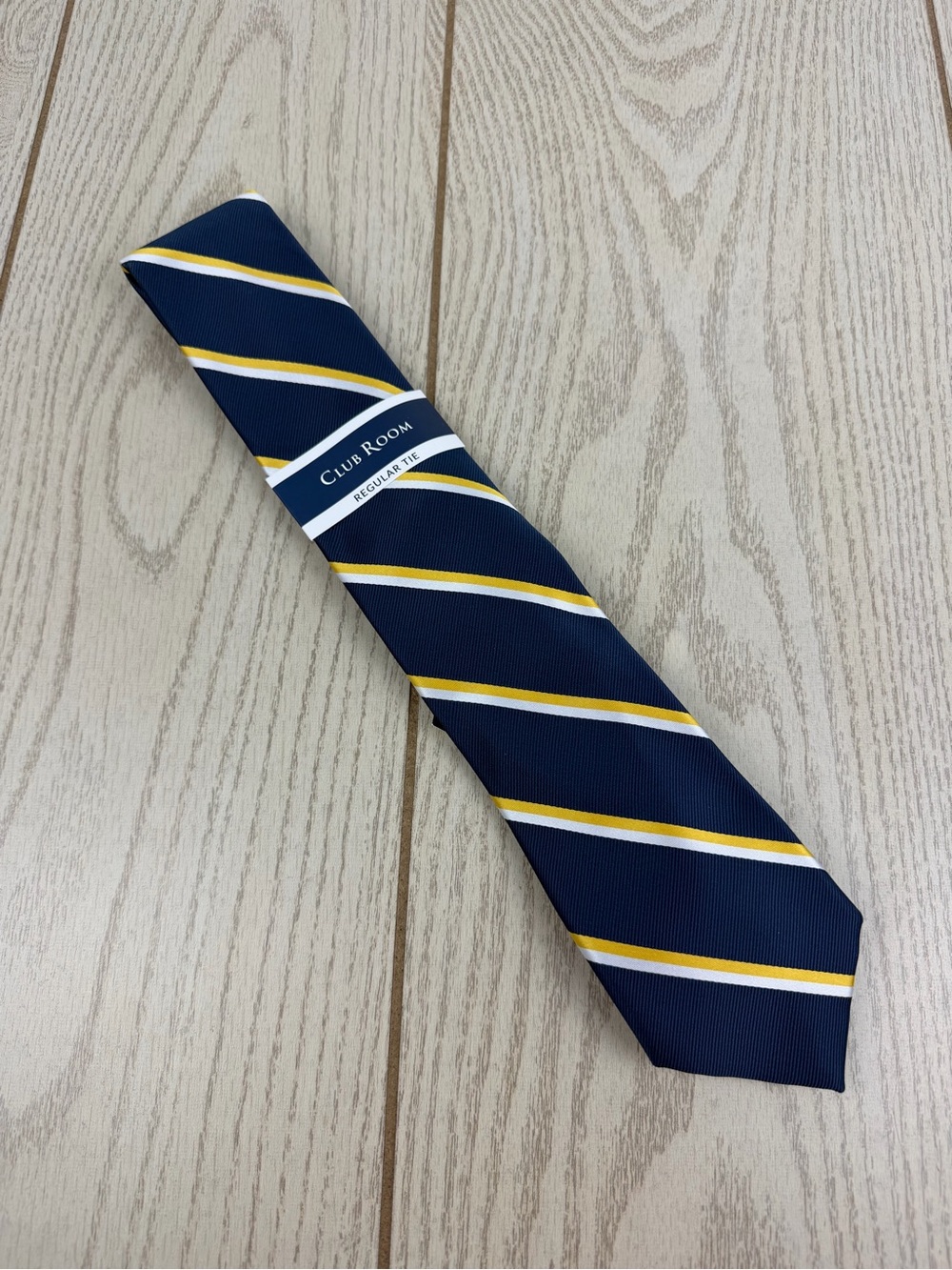 937 Club Room Men's Tie Irving Stripe 700 Yellow Navy $55 Polyester
